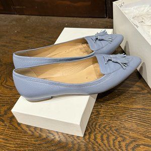 L.K.Bennett Powder Blue Grainy Leather Flats, Size 38/7.5